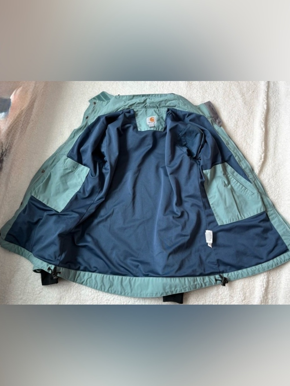 Carhartt Women’s Size Medium Two-Tone Hooded Jacket - Sea-foam green  & Navy